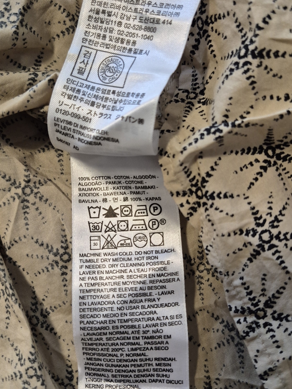 Levi's Beige Spotted Tiered 100% Cotton Mini Dress - Picture 7 of 8